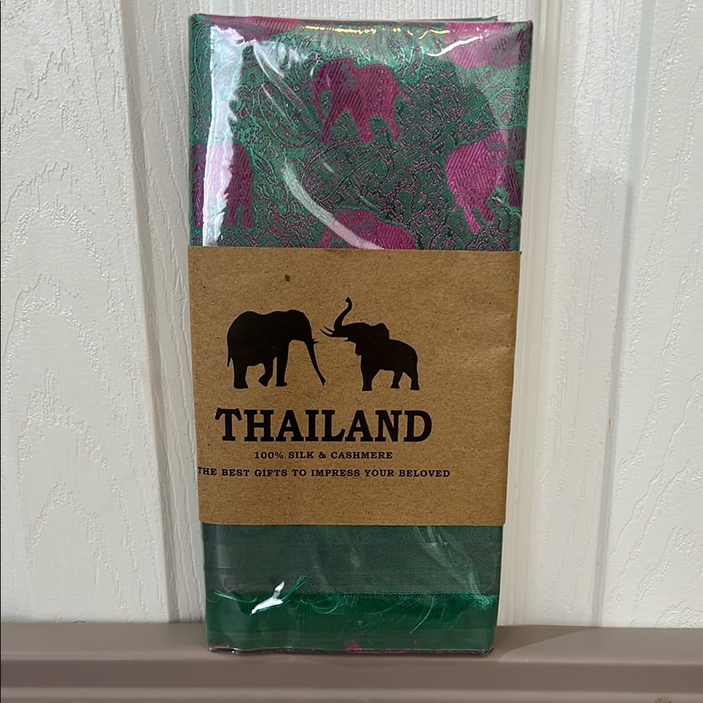 Green and Pink Elephant Scarf